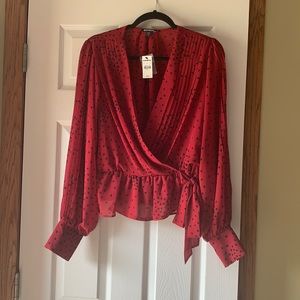 Express Size Large Red Heart Blouse